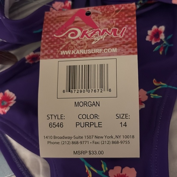 Purple Floral 
Kanu Surf Girls' Morgan Ruffle Halter Bikini 2-Piece Swimsuit - Picture 6 of 7